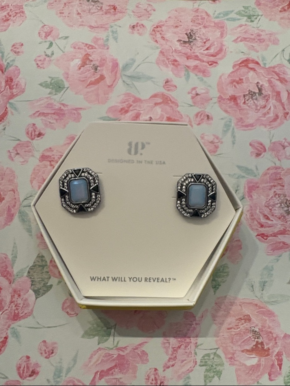 Moonstone and Hema Stud Earrings - Bomb Party - Lanterns in Voices